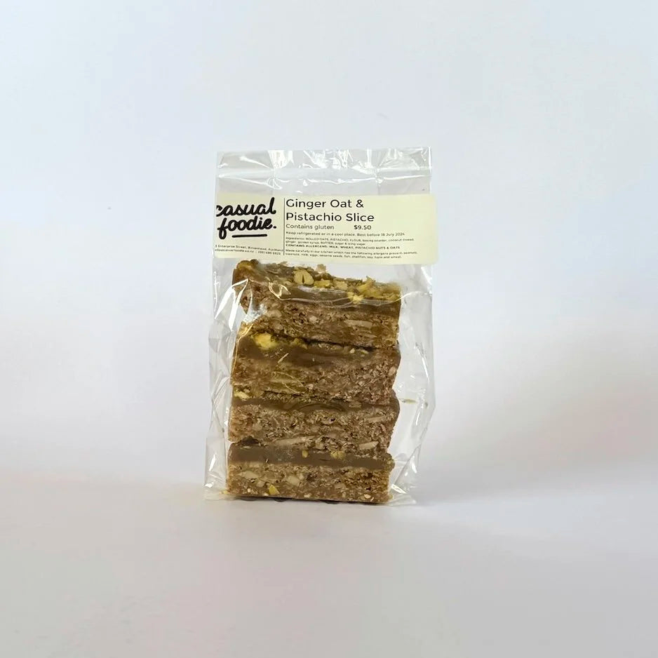 Ginger, Oat & Pistachio Slice