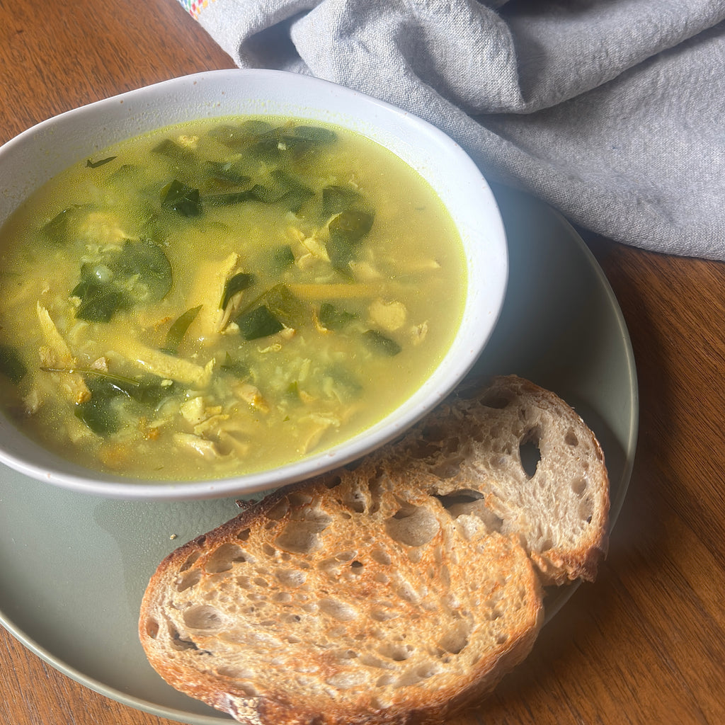 Healing Chicken & Rice Soup with Ginger & Turmeric