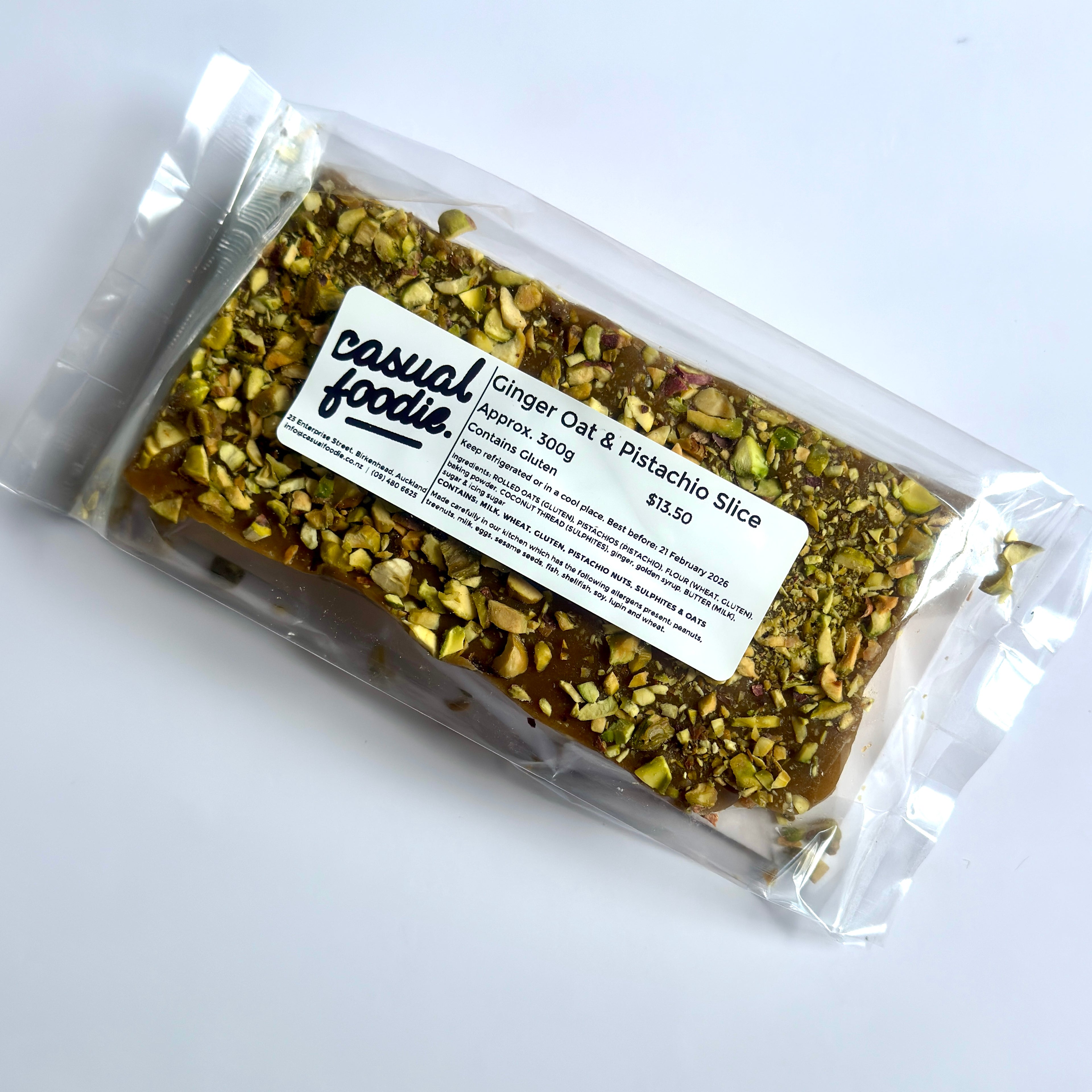 Ginger, Oat & Pistachio Slice