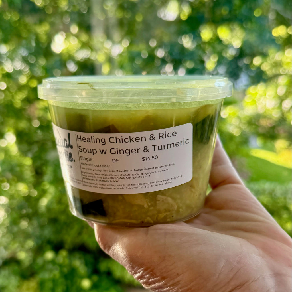 Healing Chicken & Rice Soup with Ginger & Turmeric